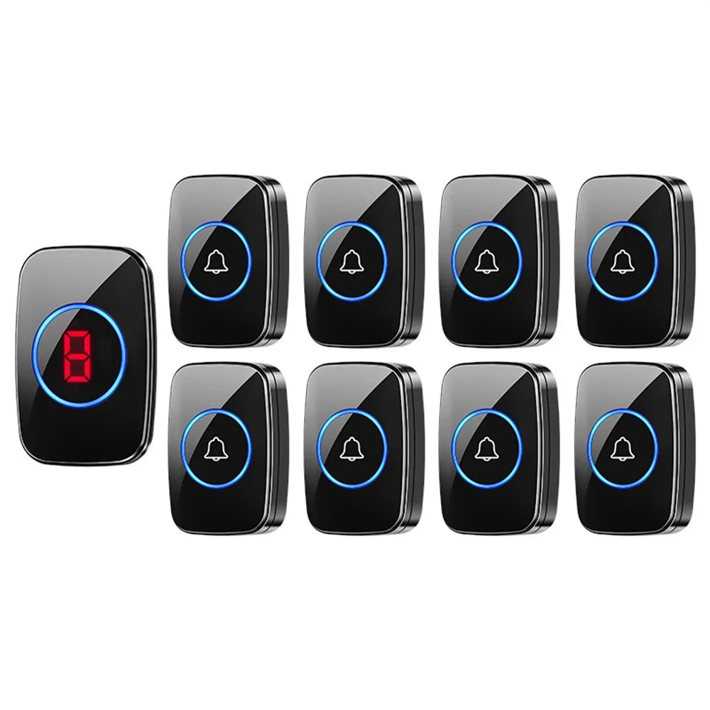A10 Digital Display Wireless Calling System 60 Melodies Restaurant Pager Long Range Service Bell, 8 Transmitters + 1 Receiver - EU Plug - 1