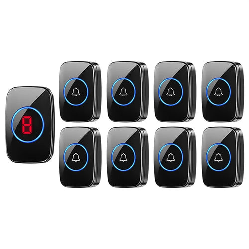 A10 Digital Display Wireless Calling System 60 Melodies Restaurant Pager Long Range Service Bell, 8 Transmitters + 1 Receiver - EU Plug - 1