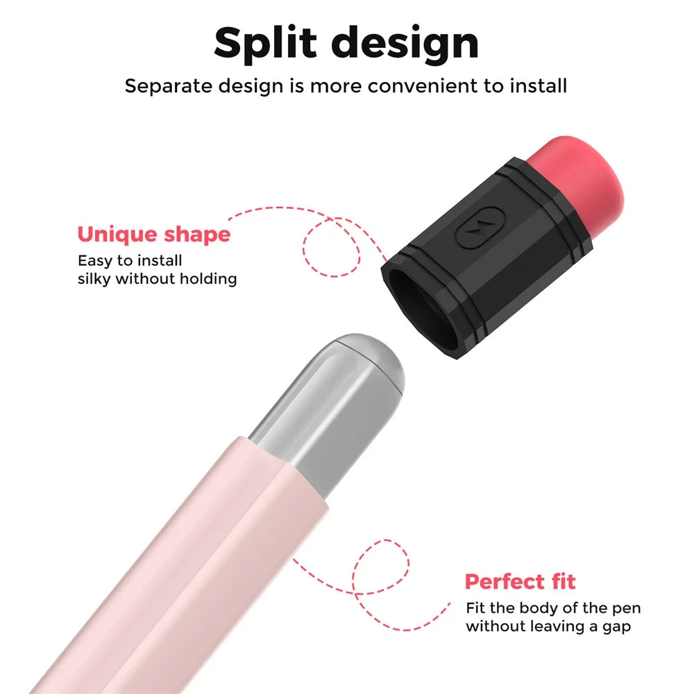 AHASTYLE PT114-C Slim Stylus Case For Huawei M-Pencil 3rd Generation / 2nd Generation / 1st Generation , Shockproof Anti Slip Cover - Pink + Black Cap - 4