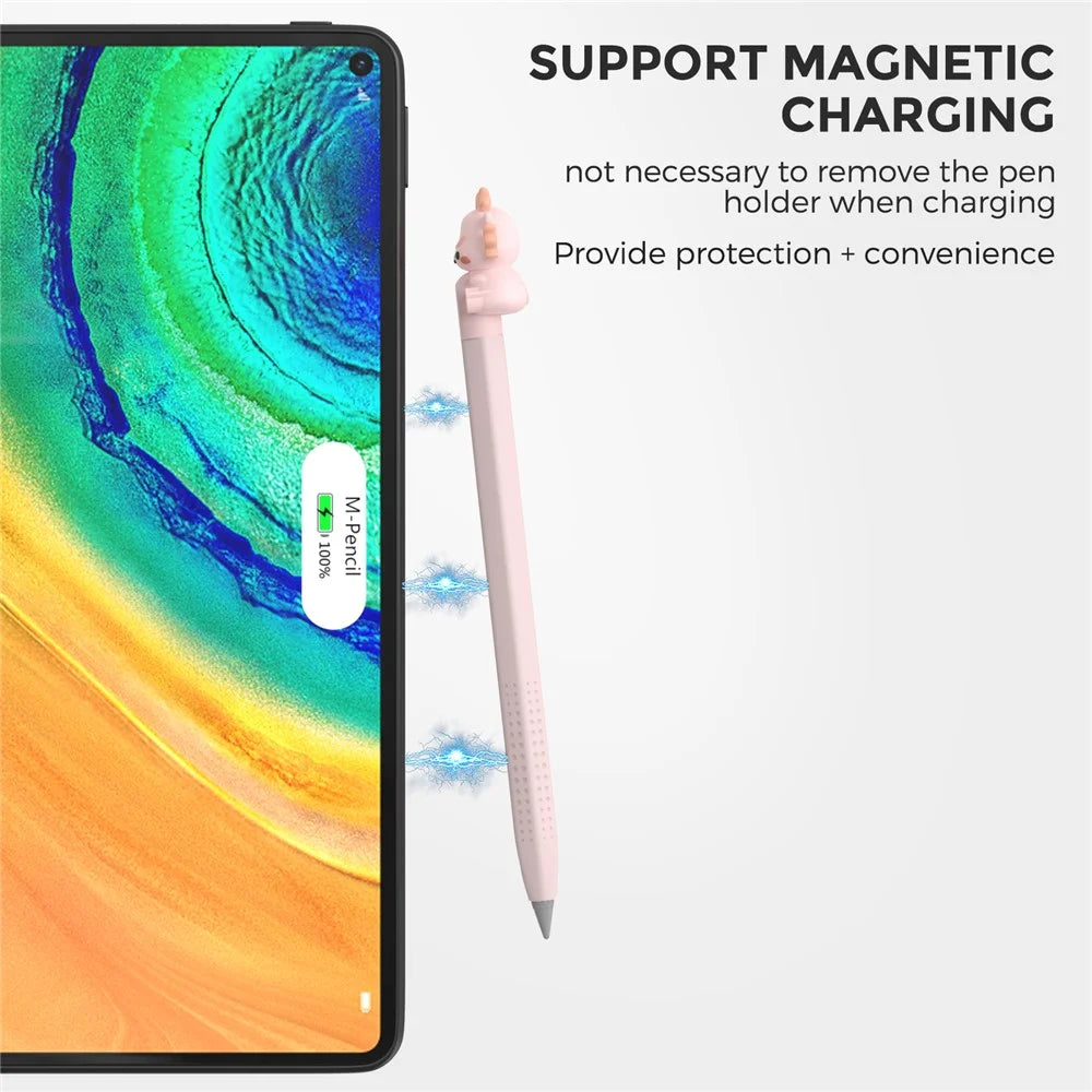 AHASTYLE PT114 Stylus Sleeve For Huawei M-Pencil 3rd Generation / 2nd Generation / 1st Generation , Cartoon Dragon-Style Cap Silicone Cover - Pink - 3