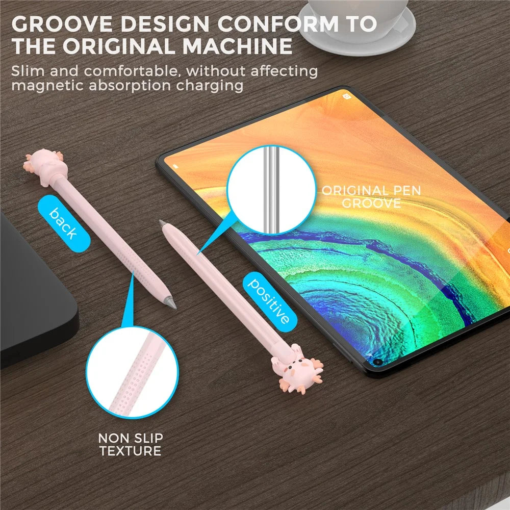 AHASTYLE PT114 Stylus Sleeve For Huawei M-Pencil 3rd Generation / 2nd Generation / 1st Generation , Cartoon Dragon-Style Cap Silicone Cover - Pink - 4