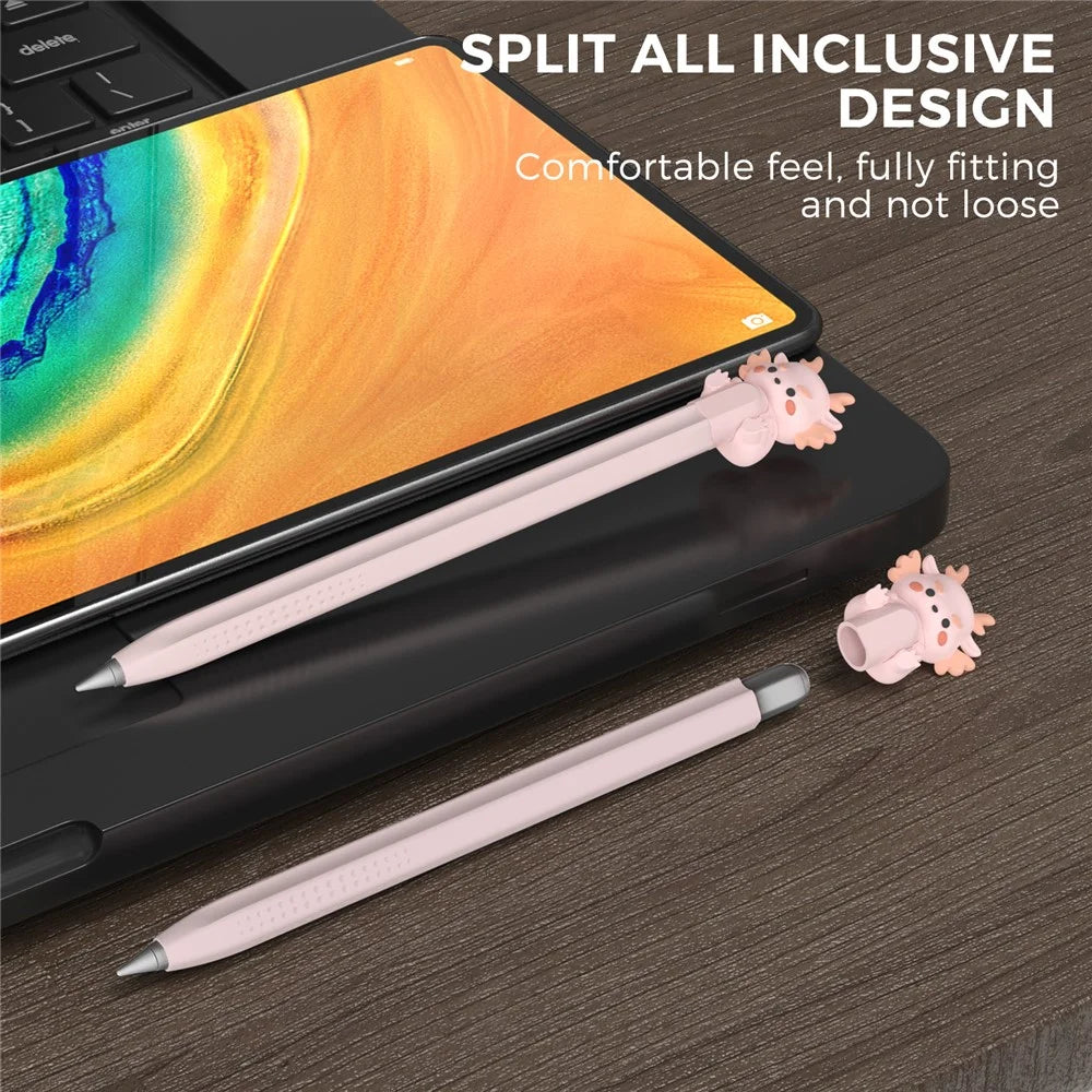 AHASTYLE PT114 Stylus Sleeve For Huawei M-Pencil 3rd Generation / 2nd Generation / 1st Generation , Cartoon Dragon-Style Cap Silicone Cover - Pink - 5