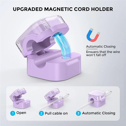 AHASTYLE WG159 6PCS Magnetic Cable Organizer Multi-Function Desktop Wire Management System - 2 Orange + 2 Purple + 2 Blue - 2