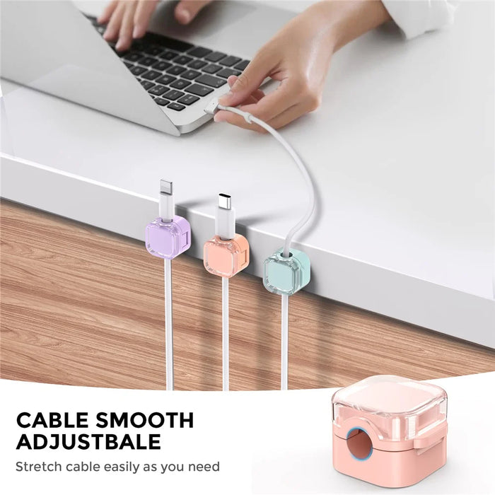 AHASTYLE WG159 6PCS Magnetic Cable Organizer Multi-Function Desktop Wire Management System - 2 Orange + 2 Purple + 2 Blue - 3