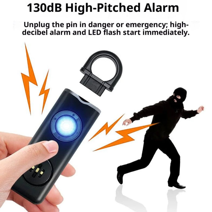 AF-2004 Personal Alarm Keychain Self Defense Device Rechargeable Electronic Safety Alarm for Students - Black - 3