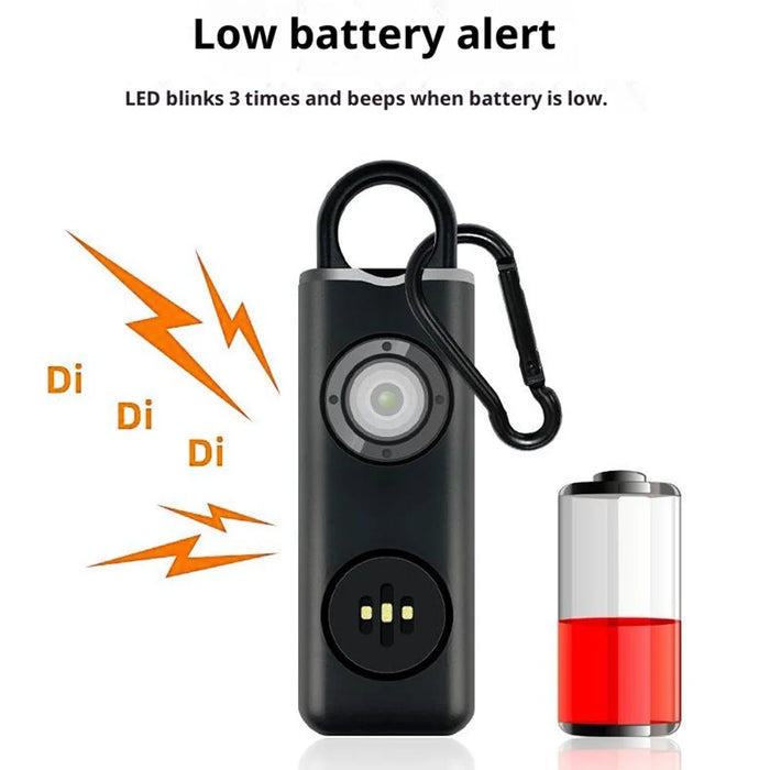 AF-2004 Personal Alarm Keychain Self Defense Device Rechargeable Electronic Safety Alarm for Students - Black - 7