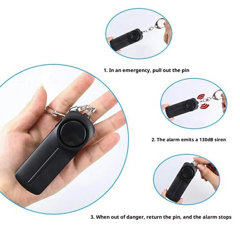 AF-9400 130dB Personal Alarm Self Defense Safety Keychain for Women Emergency Siren Built In LED Flashlight - Black - 3