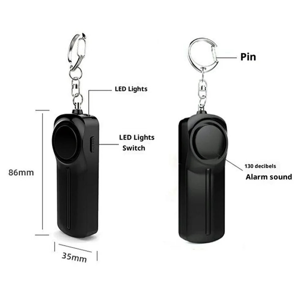 AF-9400 130dB Personal Alarm Self Defense Safety Keychain for Women Emergency Siren Built In LED Flashlight - Black - 4