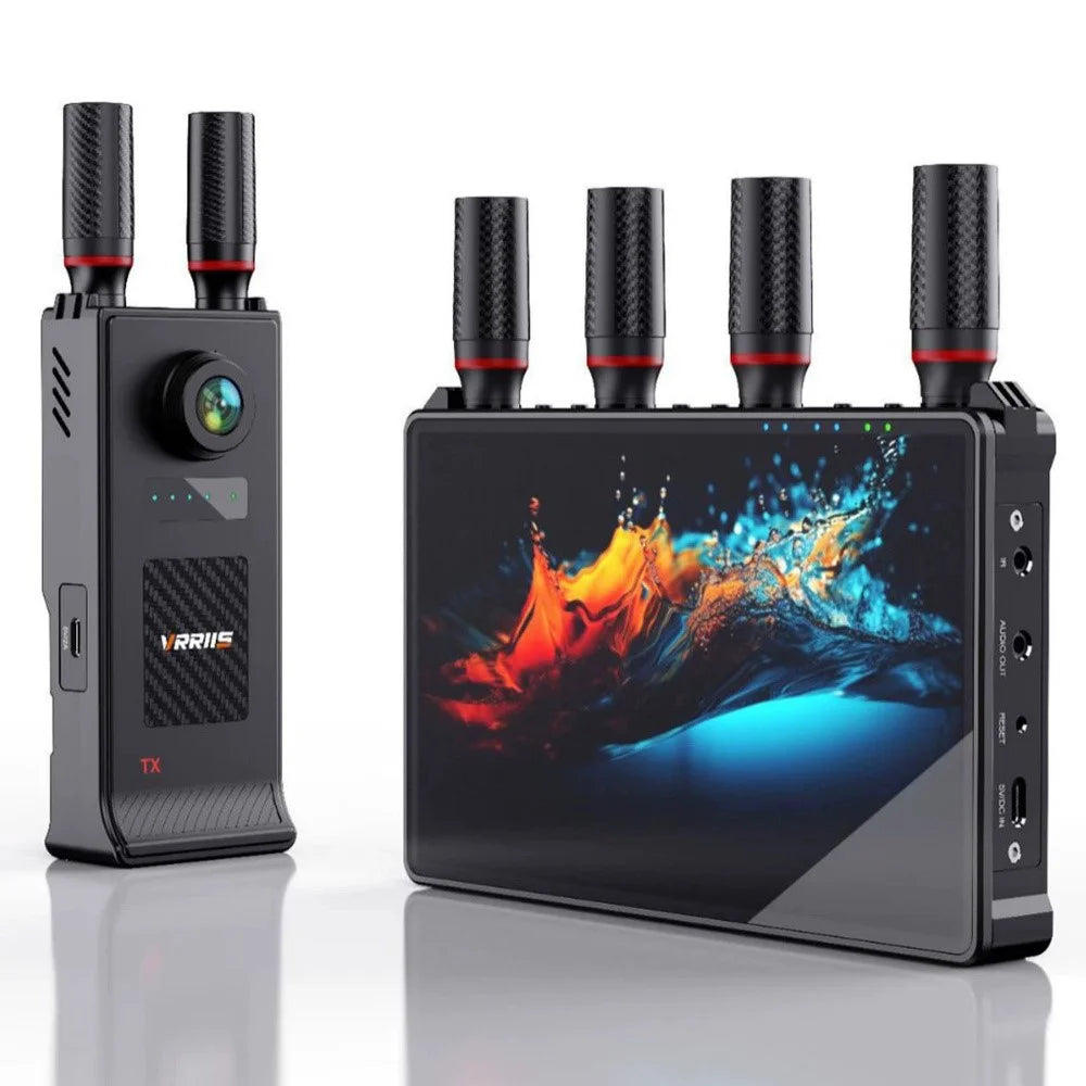 VRRIIS 085 P 1080P HD 400m Range Wireless Video Transmitter and Receiver Kit with LCD Display - US Plug - 1