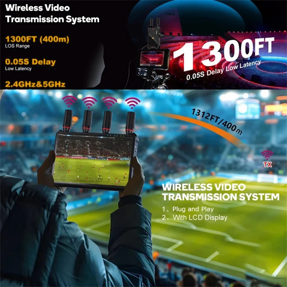 VRRIIS 085 P 1080P HD 400m Range Wireless Video Transmitter and Receiver Kit with LCD Display - US Plug - 6