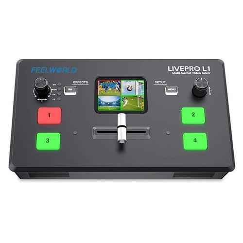 FEELWORLD LIVEPRO L1 V1 USB 3.0 Multi-Camera Live Streaming Video Switcher with 2-Inch TFT Screen, 4 HD Inputs, and APP Control - US Plug - 1