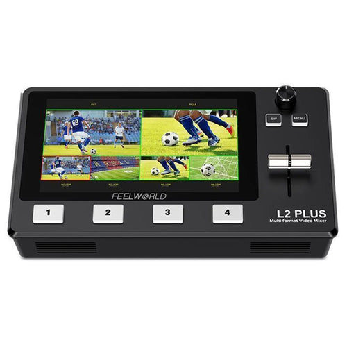 FEELWORLD L2 Plus Multi-Camera Live Streaming Video Switcher with 5.5-Inch Touchscreen, 4 HD Inputs, PTZ Control - US Plug - 1