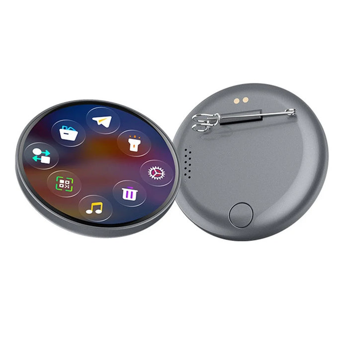 L8 Electronic Badge 1.5 Inch LCD Name Tag for Students Fans Bluetooth-compatible Dynamic Screen Brooch Pin - Black Grey - 1