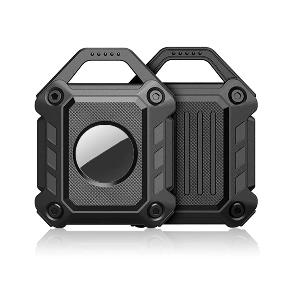 TPU Armor Protective Case Shell Sleeve for Apple AirTag with Keychain TPU Shockproof Cover - Black - 1
