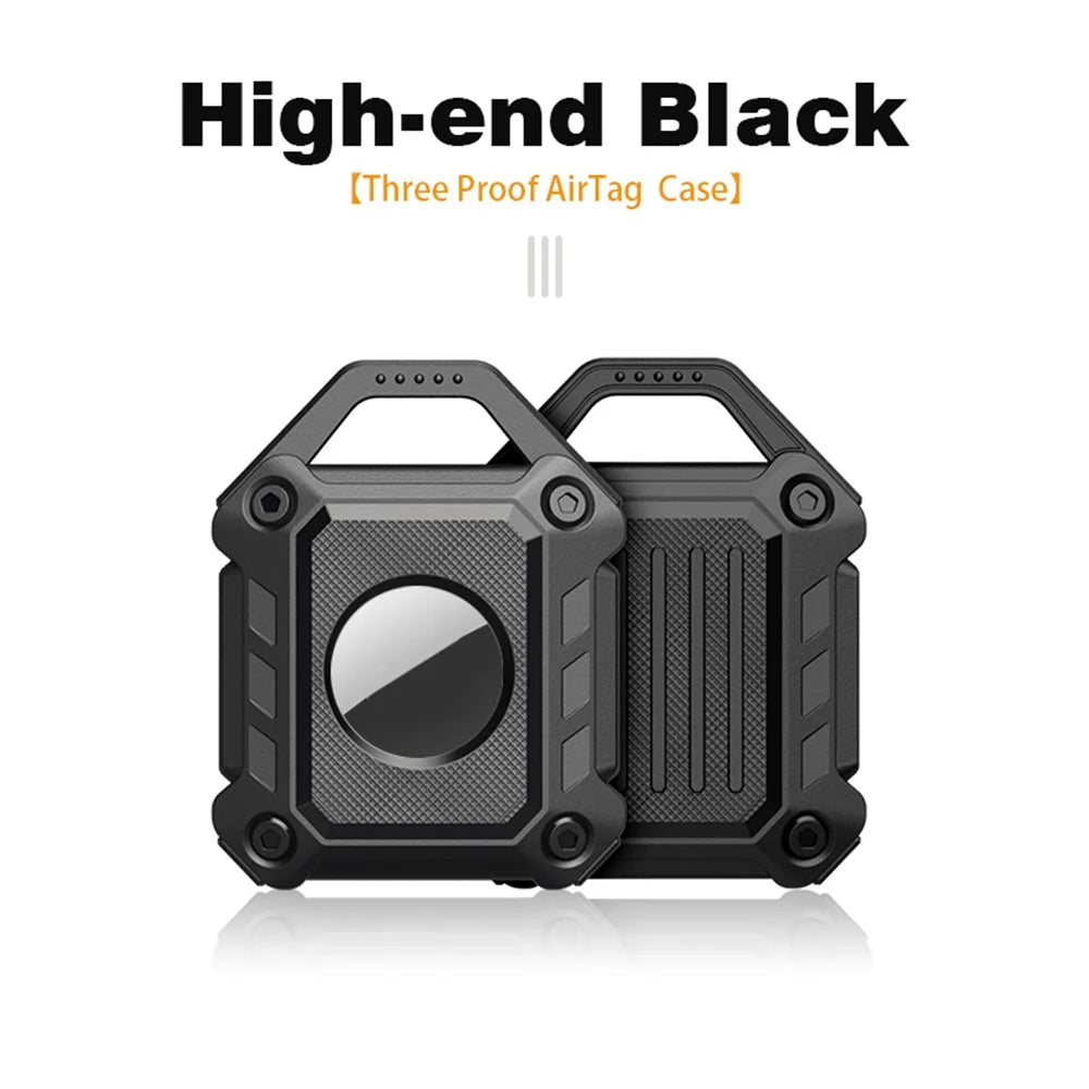 TPU Armor Protective Case Shell Sleeve for Apple AirTag with Keychain TPU Shockproof Cover - Black - 2