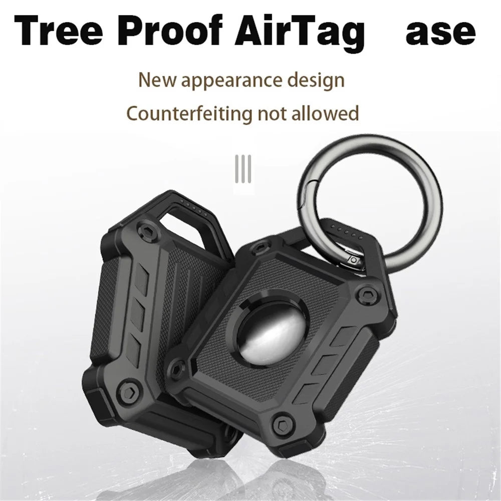 TPU Armor Protective Case Shell Sleeve for Apple AirTag with Keychain TPU Shockproof Cover - Black - 3