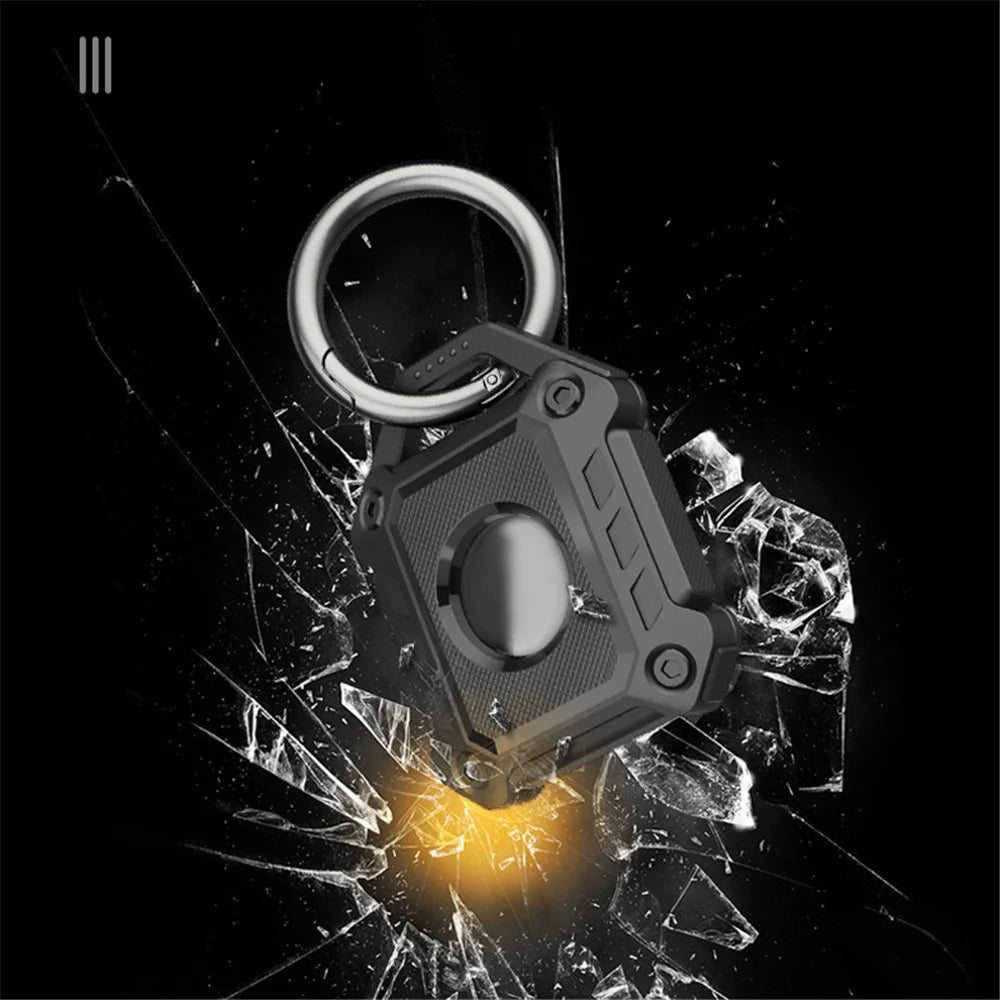 TPU Armor Protective Case Shell Sleeve for Apple AirTag with Keychain TPU Shockproof Cover - Black - 4