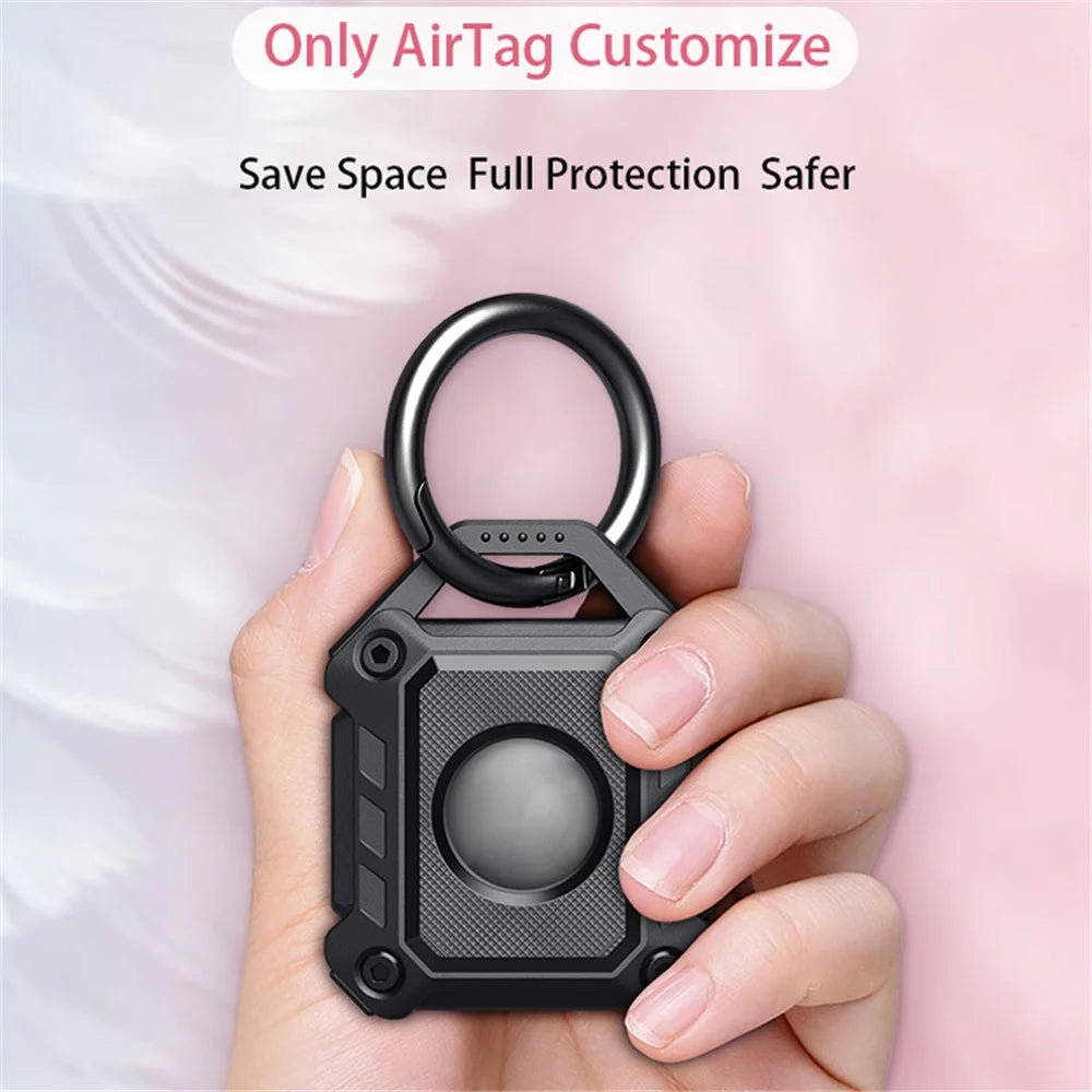 TPU Armor Protective Case Shell Sleeve for Apple AirTag with Keychain TPU Shockproof Cover - Black - 6