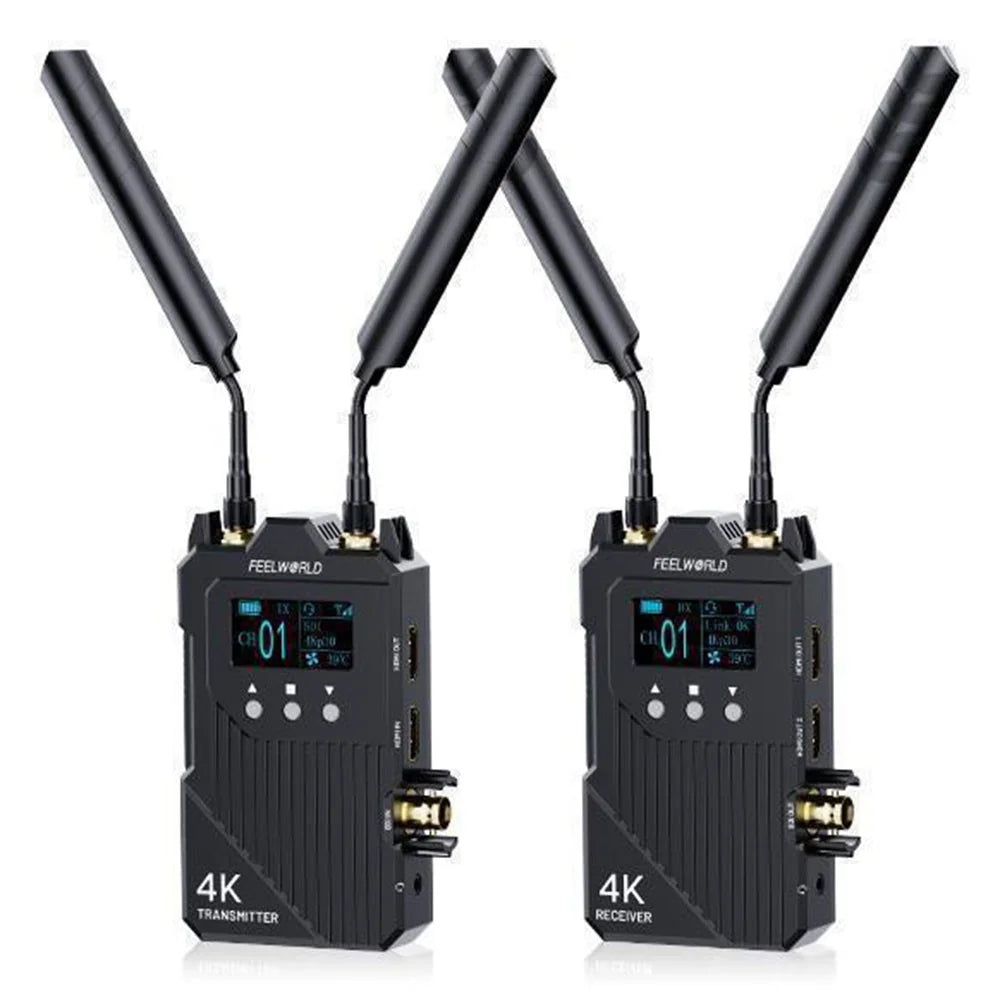 FEELWORLD WT1S Wireless Video Transmitter / Receiver Set with Dual HD + SDI Signal Port Full Duplex Voice Communication 300M Range 4K Transmission - 1