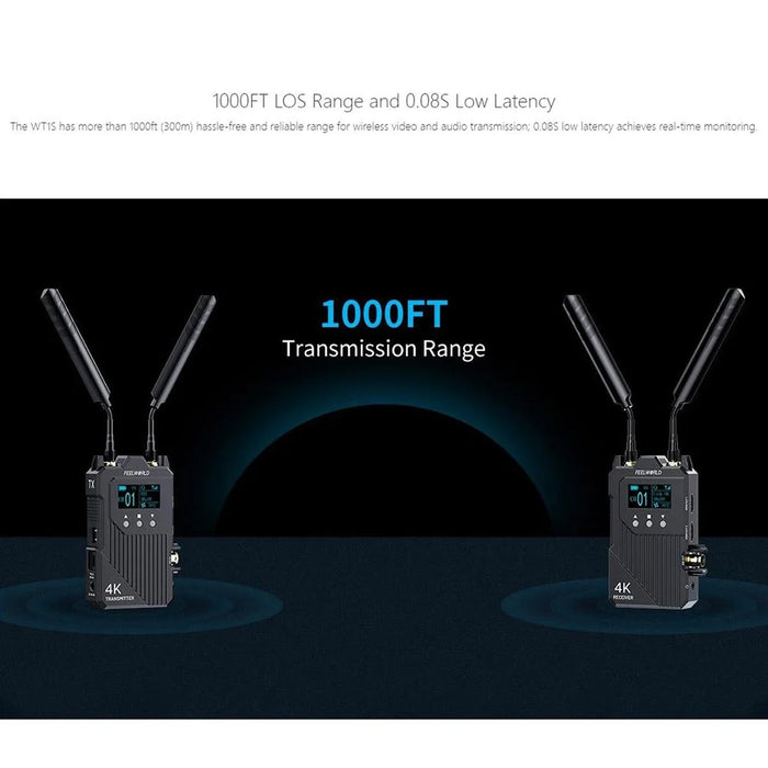 FEELWORLD WT1S Wireless Video Transmitter / Receiver Set with Dual HD + SDI Signal Port Full Duplex Voice Communication 300M Range 4K Transmission - 4