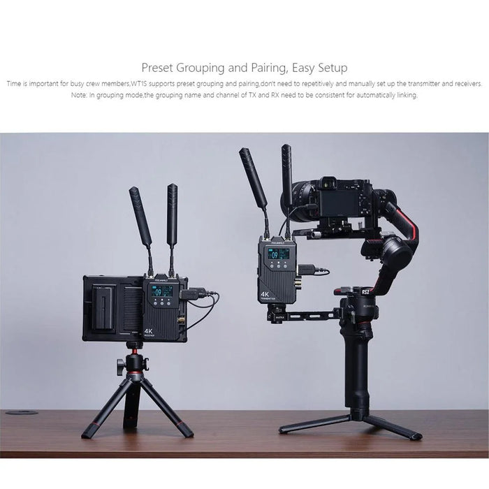 FEELWORLD WT1S Wireless Video Transmitter / Receiver Set with Dual HD + SDI Signal Port Full Duplex Voice Communication 300M Range 4K Transmission - 5