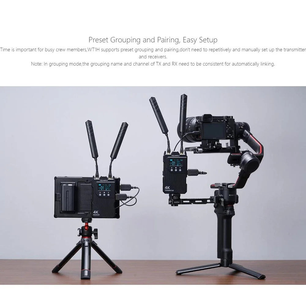 FEELWORLD WT1H Wireless Transmitter / Receiver Set Full-Duplex Voice Communication 300M Range 4K Transmission - 5