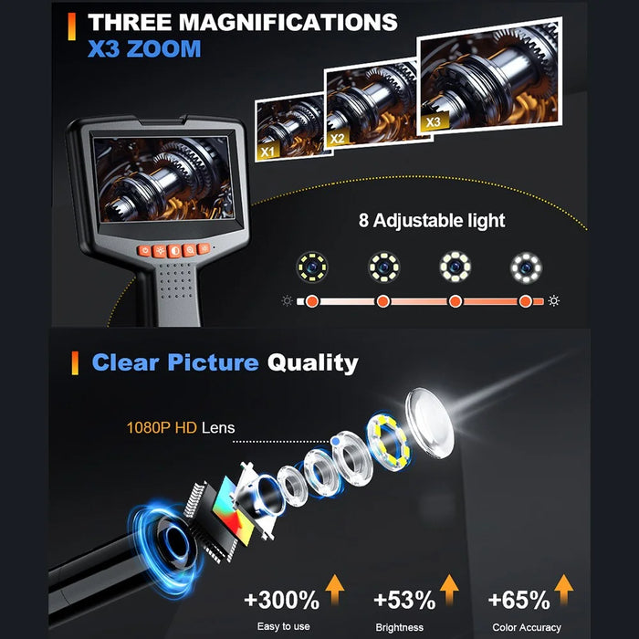 G41 10m Cable 8mm Single Lens 4.3 Inch IPS Screen Industrial Endoscope HD Handheld Inspection Camera - 4