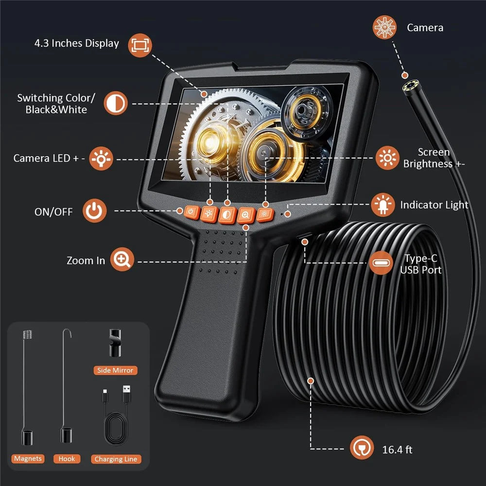 G41 20m Cable 8mm Single Lens 4.3 Inch IPS Screen Industrial Endoscope HD Handheld Inspection Camera - 7
