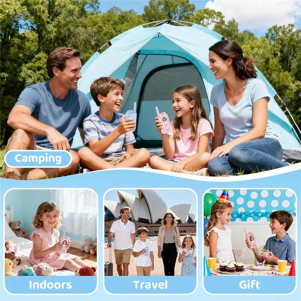 JK200 1 Pair 2.0 Inch Screen Interactive Video Walkie Talkie Set for Children 150-500m Range Communication - Pink+Blue - 6