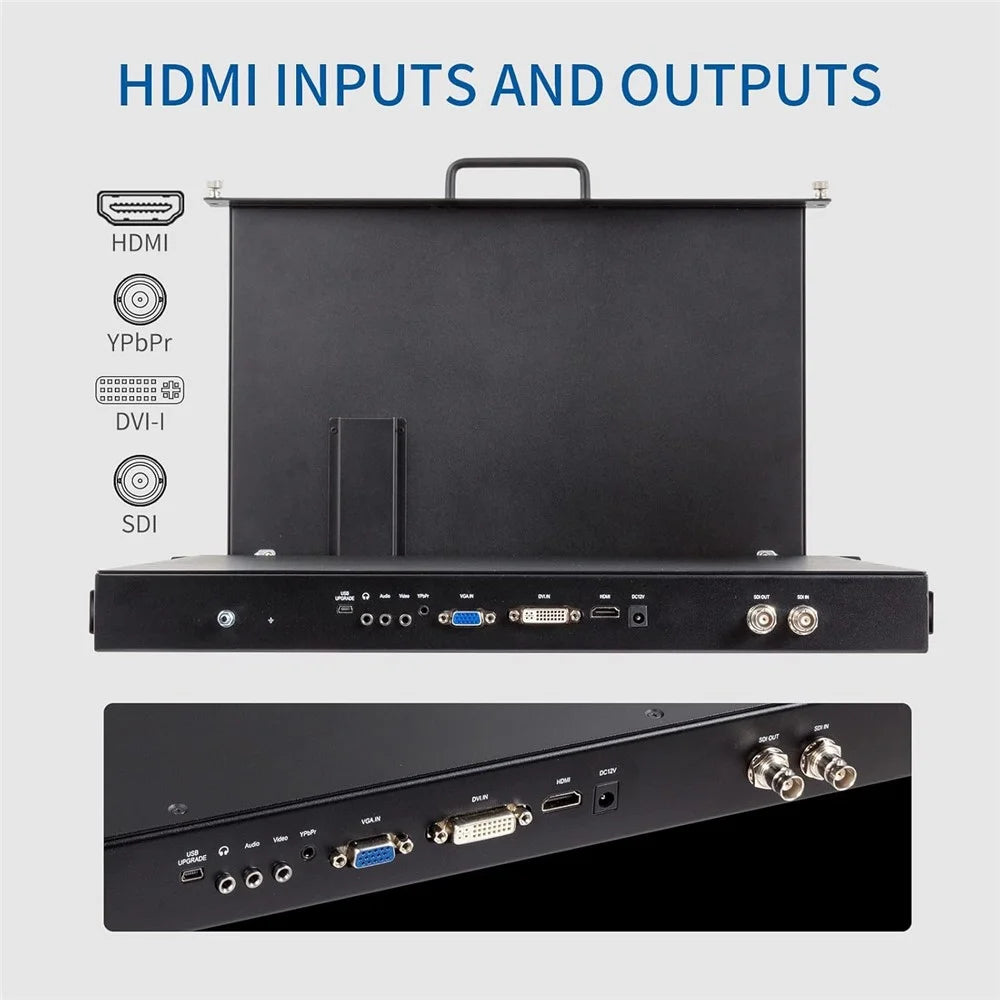 SEETEC SC173-HSD-56 17.3 Inch IPS Full HD Display Screen 1920x1080 1RU Drawer Rack Mount Monitor for Production  /  Broadcasting - US Plug - 7