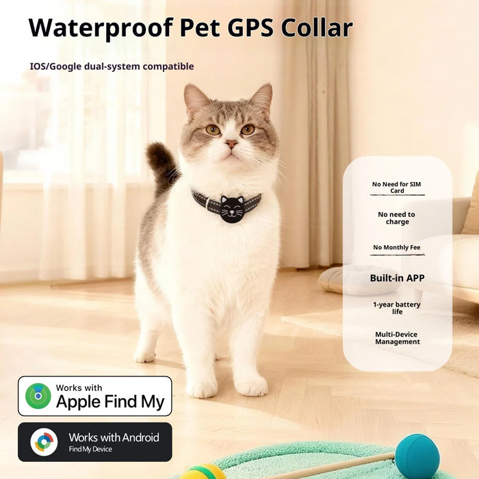 F22 Smart GPS Tracker IP68 Waterproof Pet Cat Dog Locator with Reflective Collar for iOS Android - Black - 2