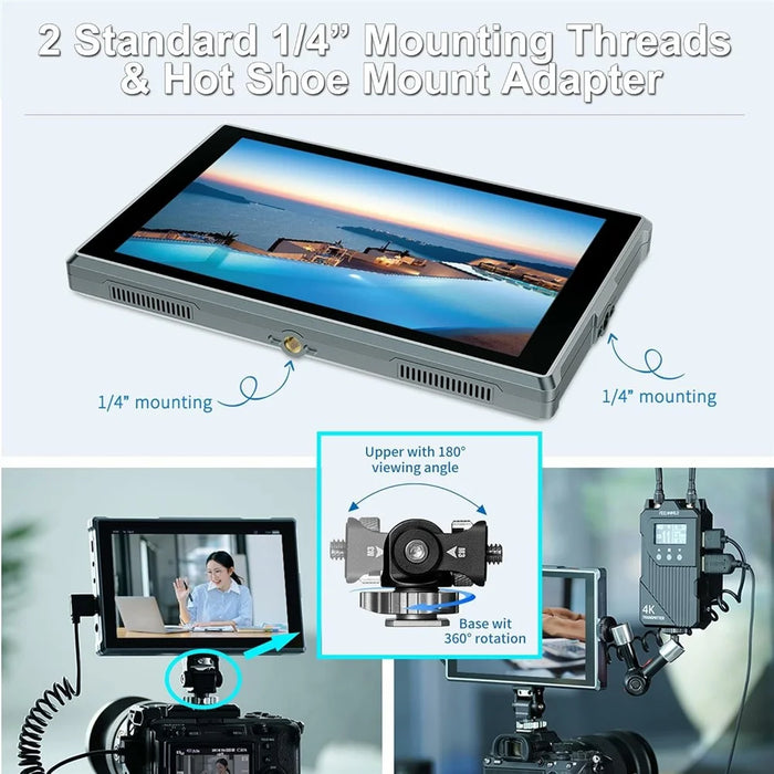 FEELWORLD FW759 PRO 7 Inch Touch Screen Camera Monitor HD / AV Input IPS Display for Photography Videography - 6