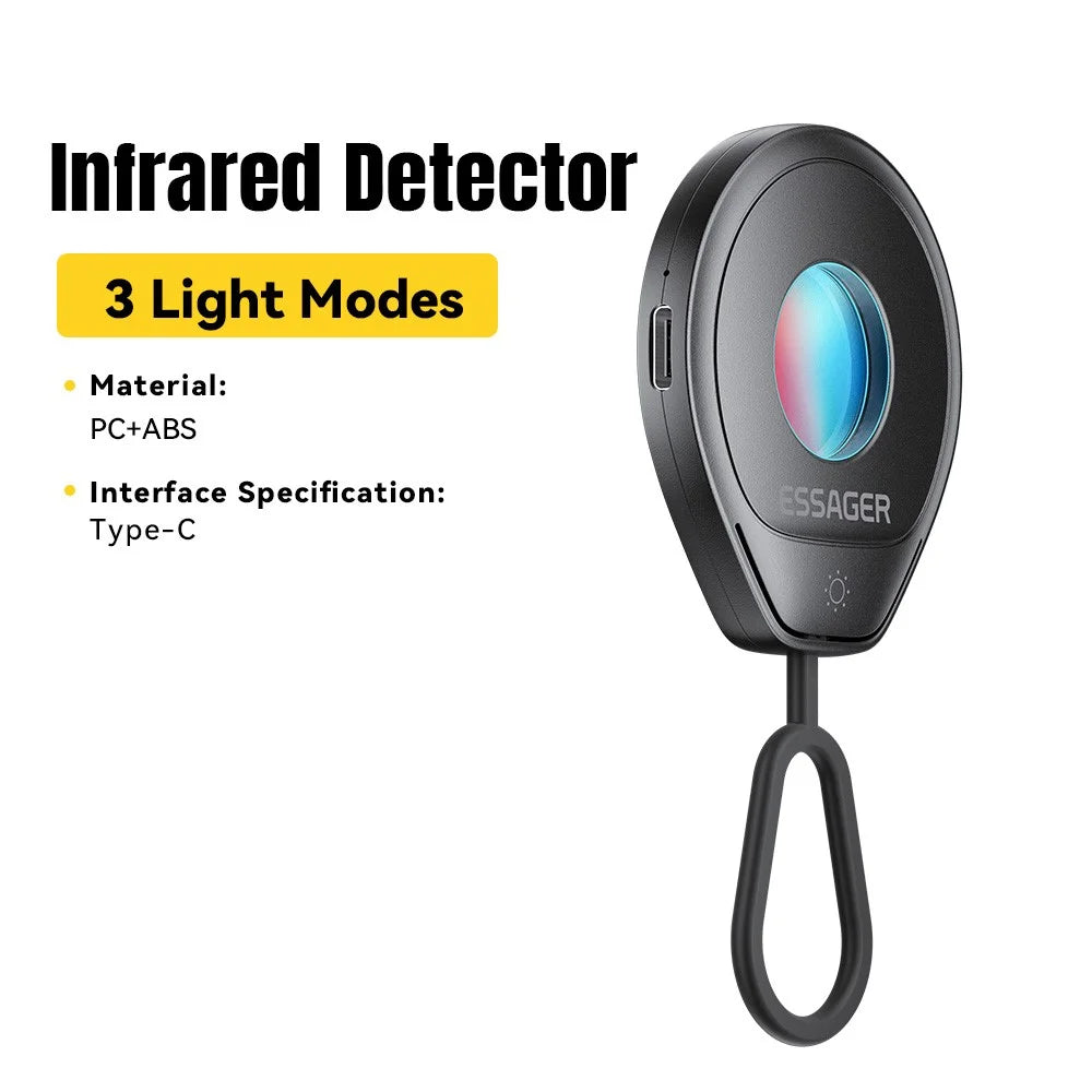 ESSAGER Infrared Detector Anti Spy Camera Finder Type-C Rechargeable Mini Portable Security Device - Black - 3