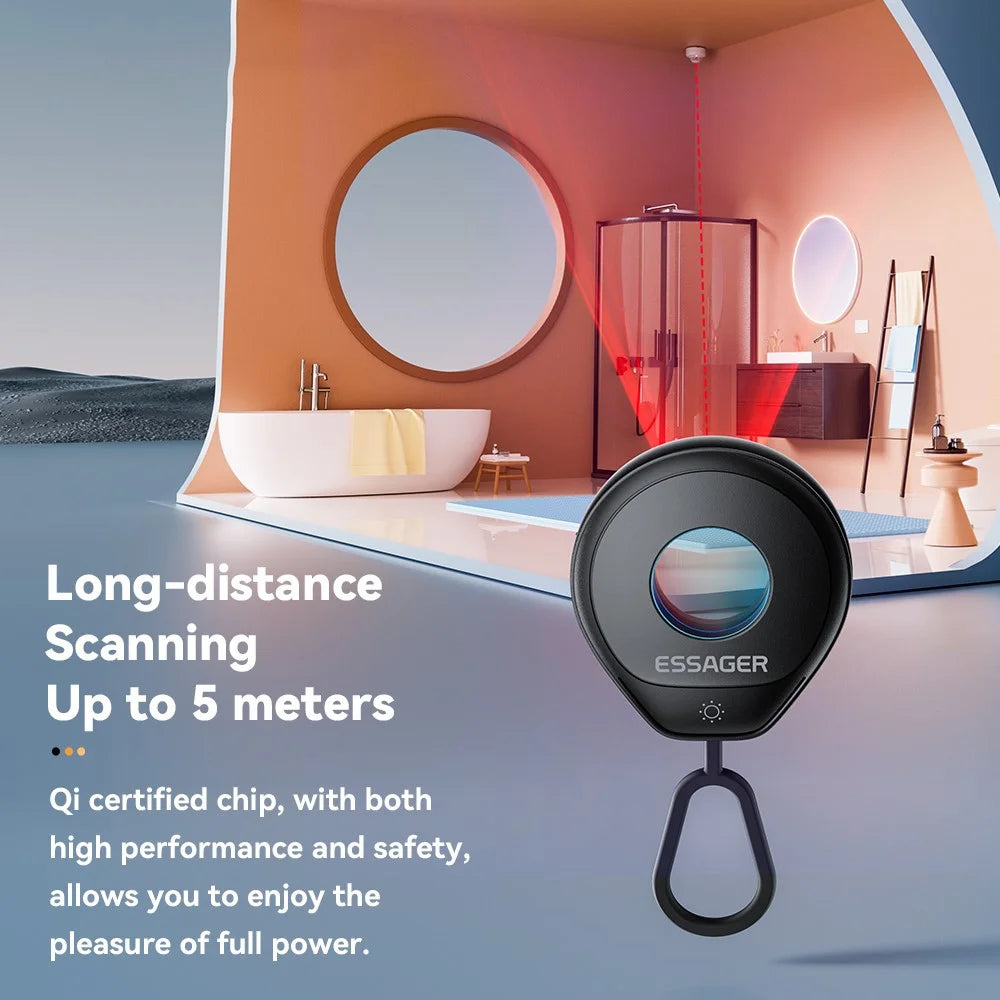 ESSAGER Infrared Detector Anti Spy Camera Finder Type-C Rechargeable Mini Portable Security Device - Black - 5