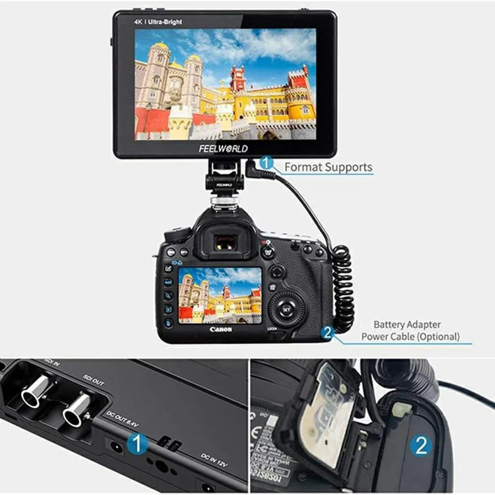 FEELWORLD LUT7S PRO 7 Inch 2200nits 3D LUT Touch Screen DSLR Camera Field Monitor with 4K HD 3G-SDI Input Output - 5