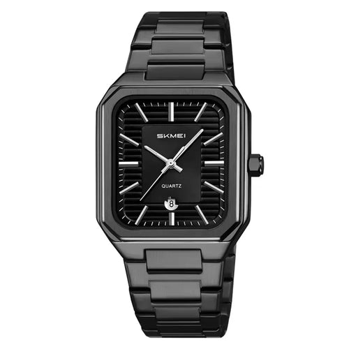 SKMEI 9373 Stainless Steel Strap Quartz Watch with Calendar Function Business Men Analog Display Wristwatch - Black+Black - 1