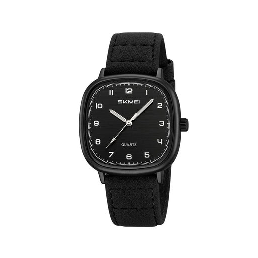 SKMEI 2586 Retro Wristwatch Analog Display Quartz Watch with Genuine Cow Leather Strap - Black Case+Black Strap - 1