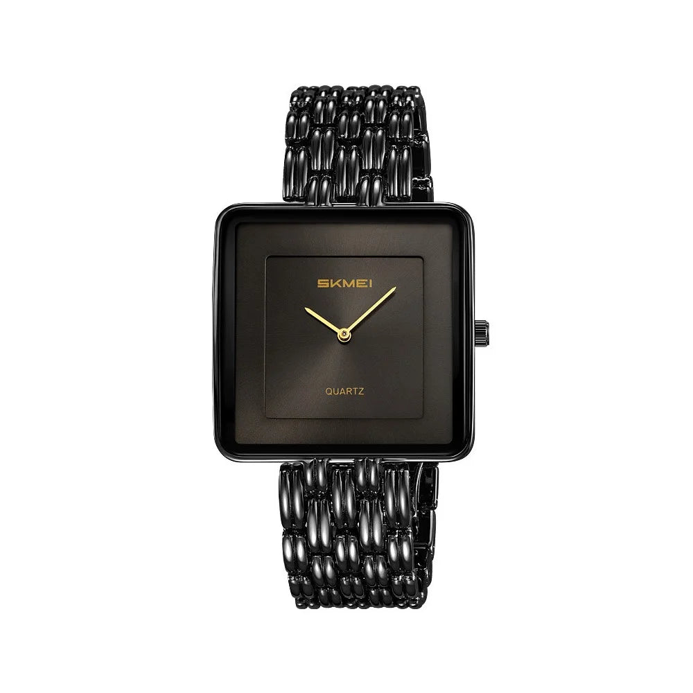 SKMEI 2562 Fashion Square Dial Analog Display Quartz Watch Stainless Steel Strap Wristwatch for Women - Black - 1
