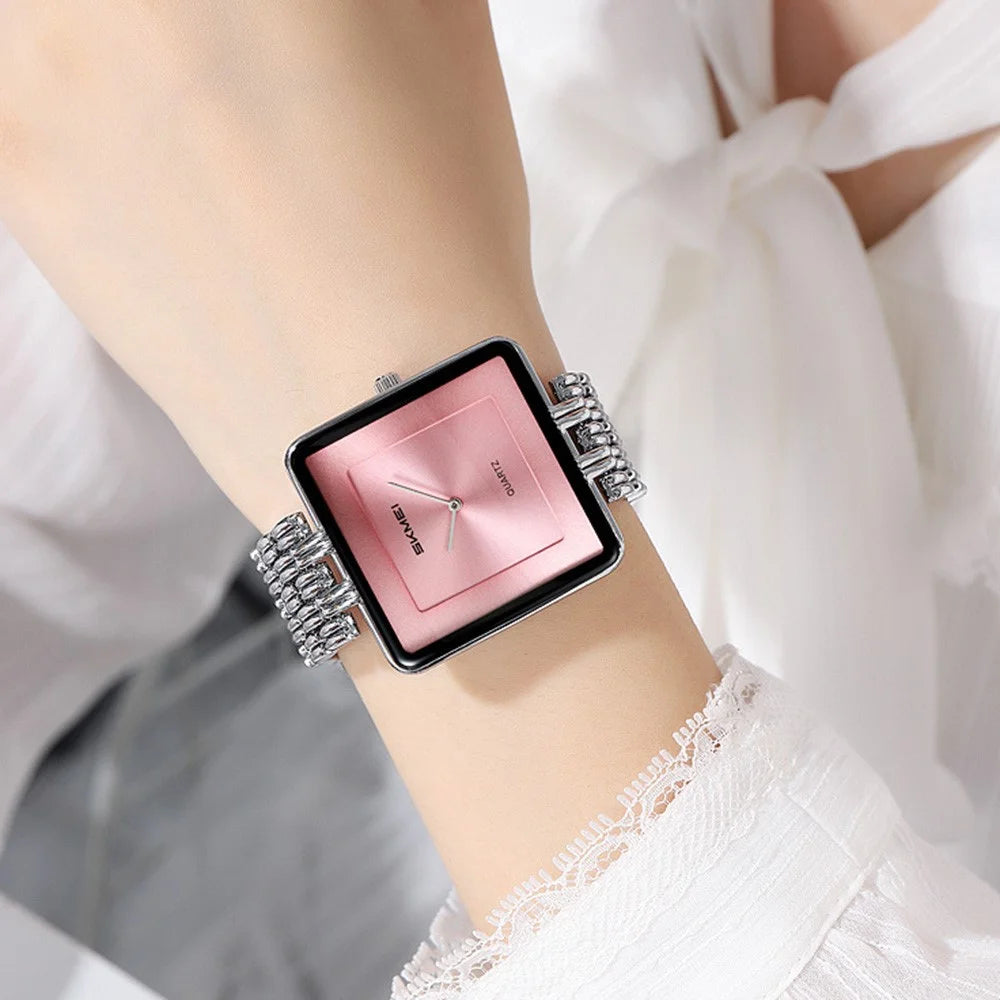 SKMEI 2562 Fashion Square Dial Analog Display Quartz Watch Stainless Steel Strap Wristwatch for Women - Black - 5