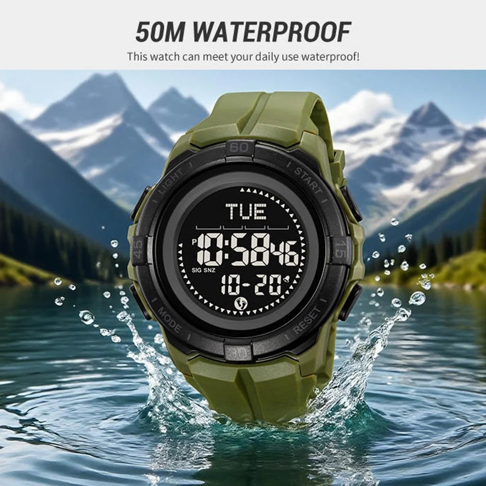 SKMEI 2564 Outdoor Sports Pedometer Watch with Compass Multifunctional Digital Electronic Timepiece - Army Green - 5