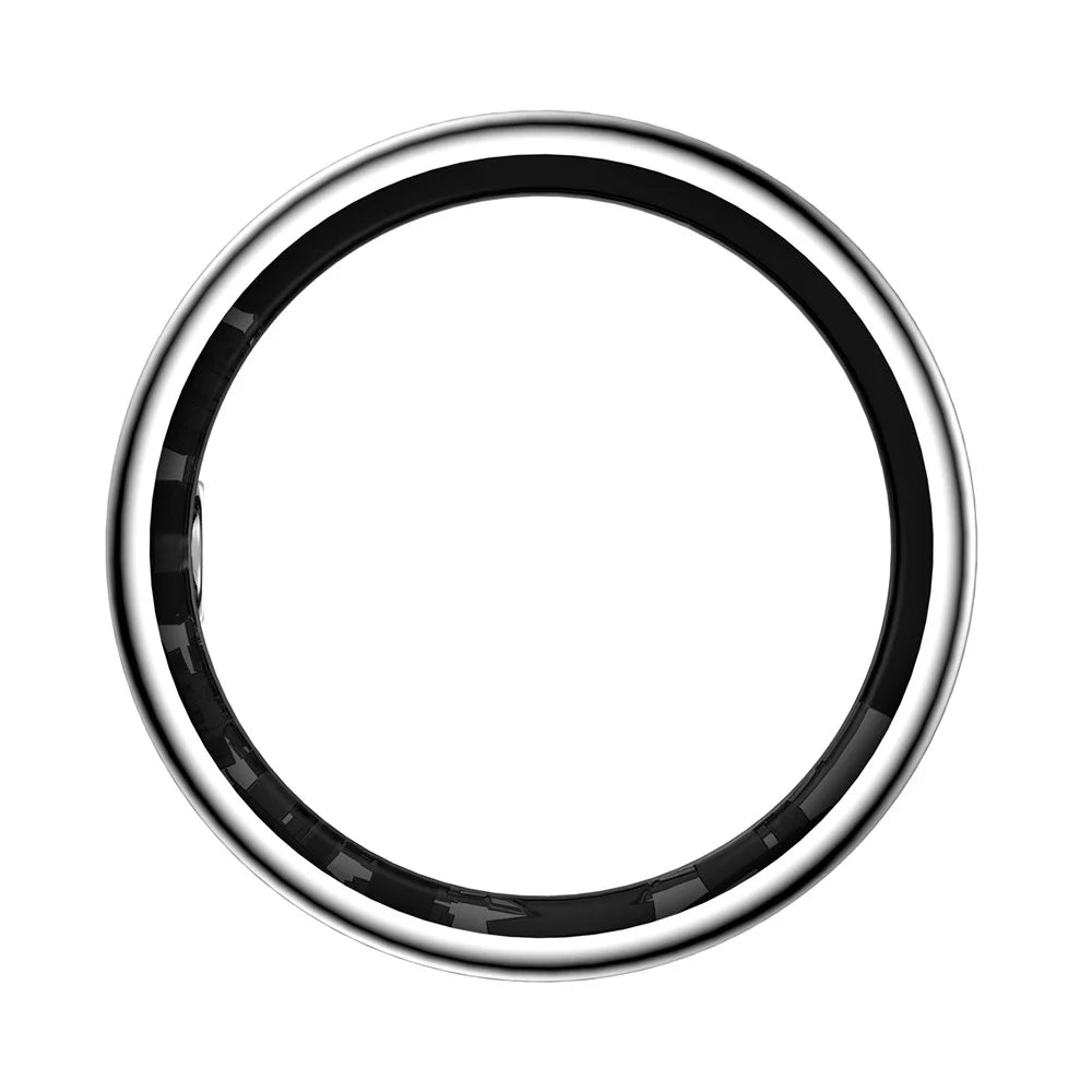 SR16 Digital Display Smart Ring Sleep Tracking Blood Oxygen Heart Rate Monitor Prayer Counter with Charging Case - Silver / Size 8 - 6