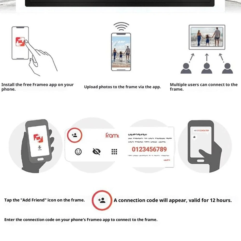 10.1 Inch Digital Photo Frame WiFi Touch Smart Cloud Frame Support Photo Transfer via APP, Auto Rotation - EU Plug - 4