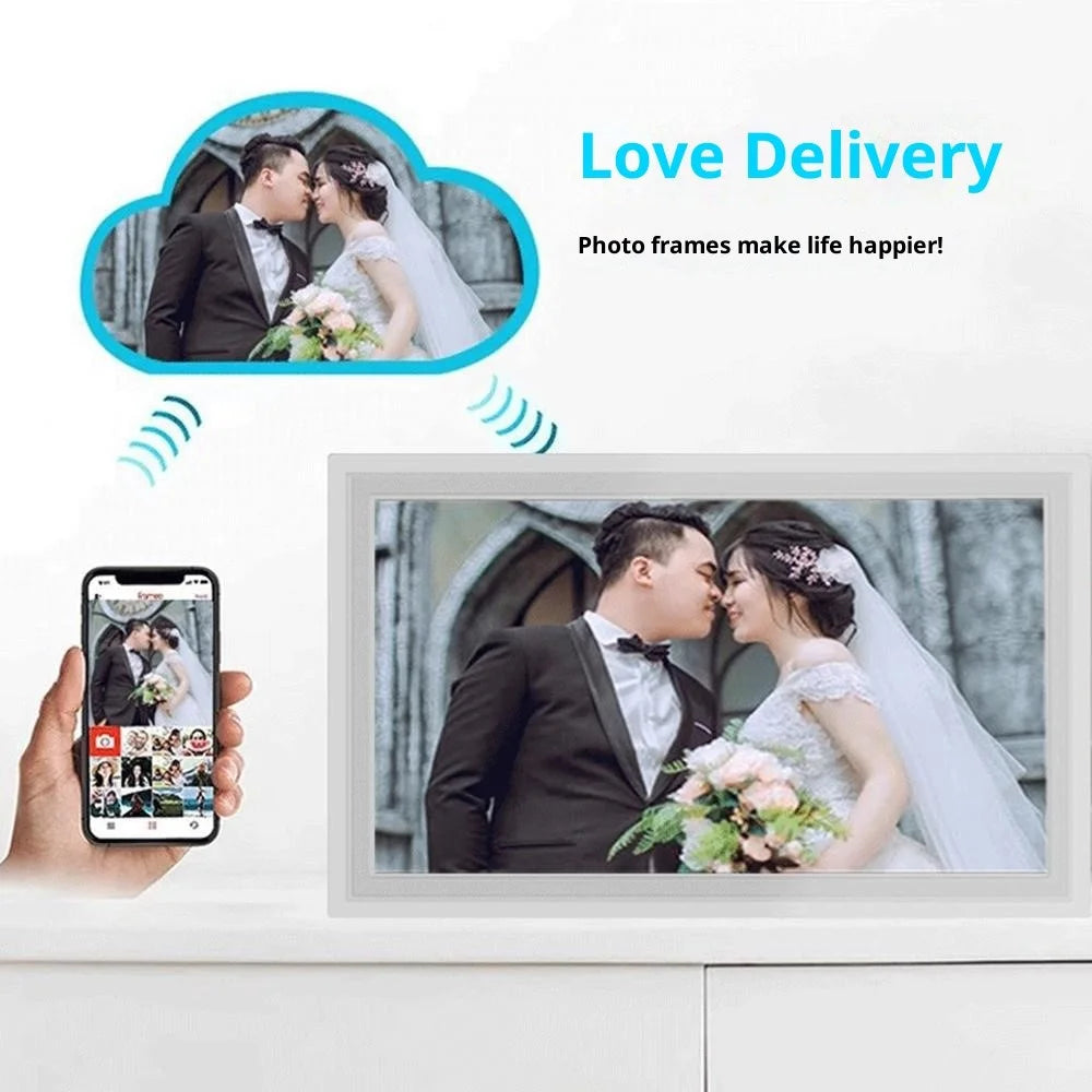 10.1 Inch Digital Photo Frame WiFi Touch Smart Cloud Frame Support Photo Transfer via APP, Auto Rotation - EU Plug - 5