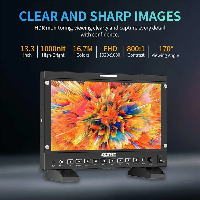 SEETEC P133 PRO 13.3 Inch 1000nits High Brightness Director Monitor 4K 60Hz HD HDR Waveform - US Plug - 3