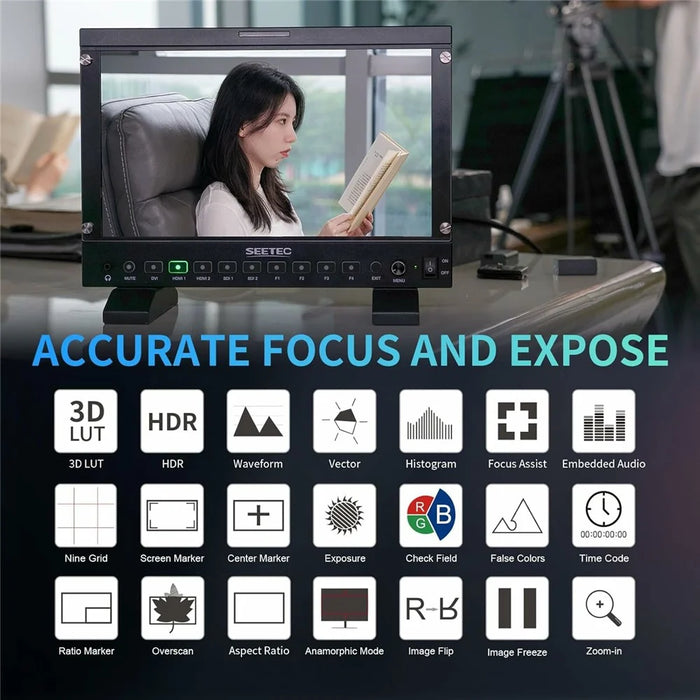 SEETEC P133 PRO 13.3 Inch 1000nits High Brightness Director Monitor 4K 60Hz HD HDR Waveform - US Plug - 4