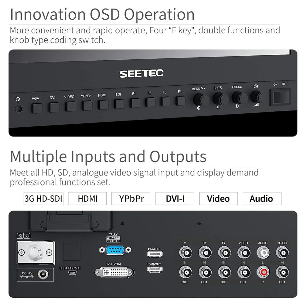SEETEC P133-9SHD 13.3 inch 4K Broadcast Director Monitor IPS Panel HD Production Monitor Aluminum Case - US Plug - 7