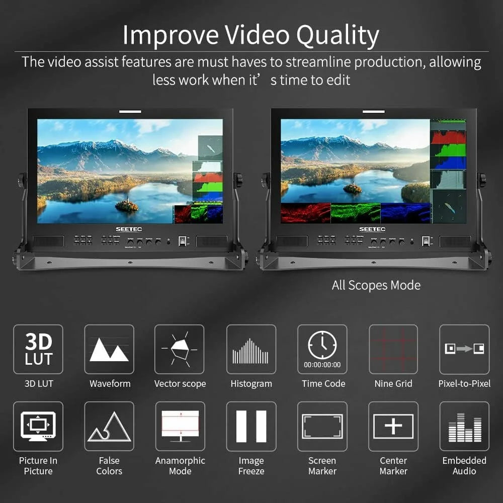 SEETEC ATEM173S 17.3 inch Broadcast Studio Monitor 1920x1080 Multi-Camera Director Display for Studio Shooting - US Plug - 3