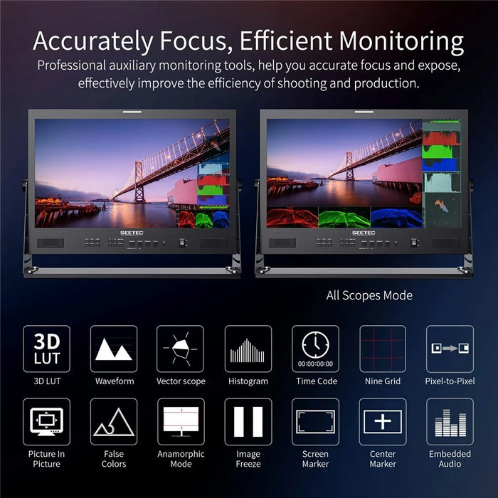 SEETEC ATEM215S 21.5 inch IPS FHD 1920x1080 Broadcast Multi-Viewer 3G-SDI  /  HD Studio Production Display - US Plug - 4