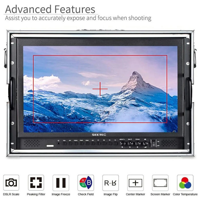 SEETEC P173-9HSD-CO 17.3 inch Aluminum Case Mountable Director Monitor 3G-SDI  /  HD 1920x1080 FHD Rack Broadcast Viewing Unit - US Plug - 4