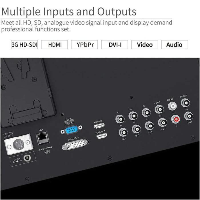SEETEC P173-9HSD-CO 17.3 inch Aluminum Case Mountable Director Monitor 3G-SDI  /  HD 1920x1080 FHD Rack Broadcast Viewing Unit - US Plug - 5